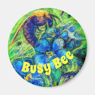 A Busy Bee & Forget-me-not Flowers Magnet
