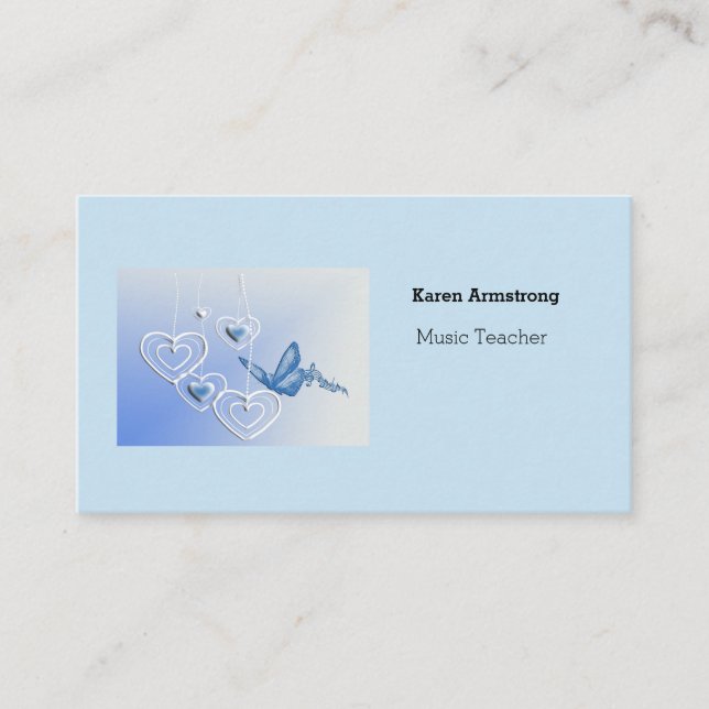 A butterfly and hearts business card (Front)