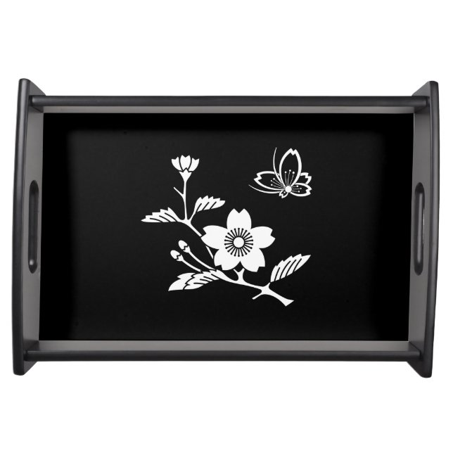 A Butterfly Flies Behind the Tree Serving Tray (Front)