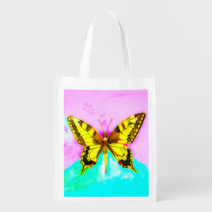 A butterfly girl grocery bag