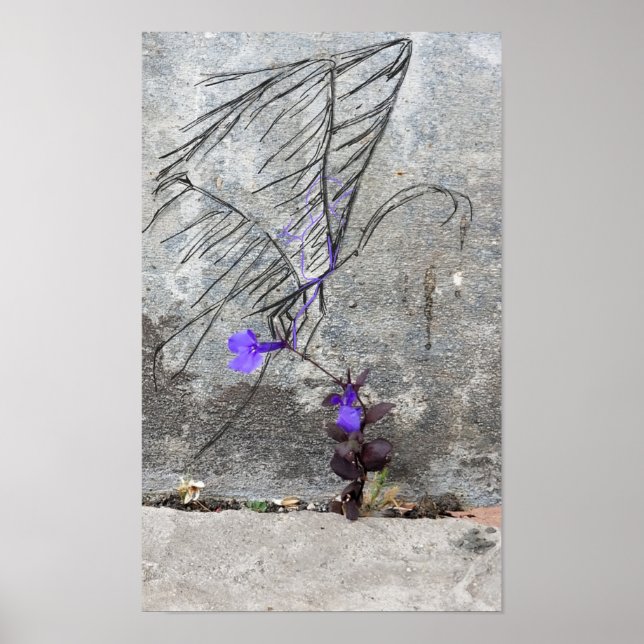 A butterfly landed on violet poster (Front)