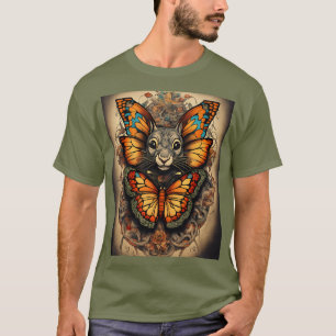 A butterfly rat king tattoo symbolizing T-shirts