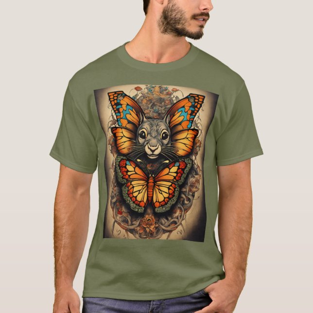 A butterfly rat king tattoo symbolizing  T-shirts (Front)