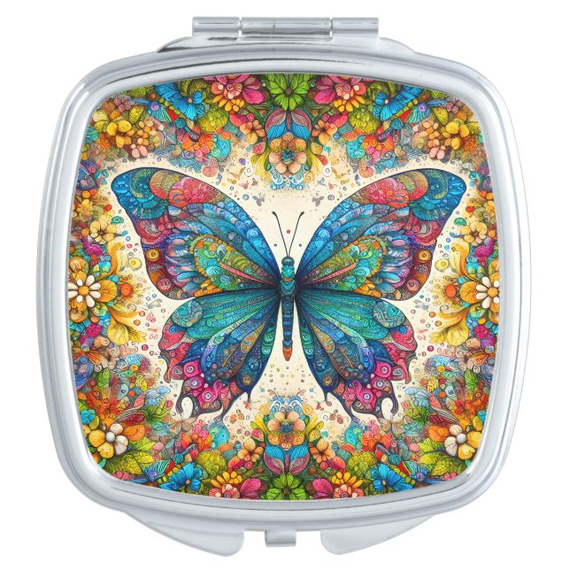 A Butterfly's Rainbow Ballet Compact Mirror (Front)