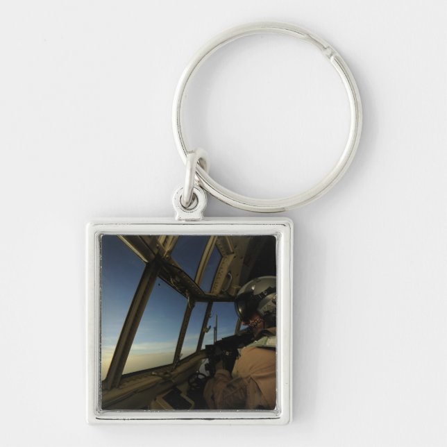 A C-130 Hercules pilot scans the horizon Keychain (Front)
