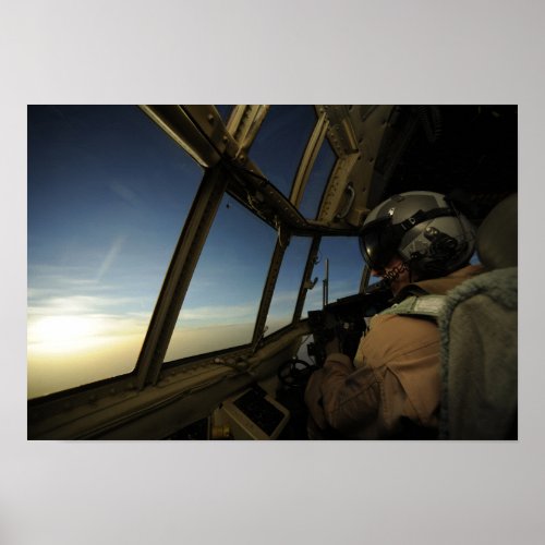 A C_130 Hercules pilot scans the horizon Poster