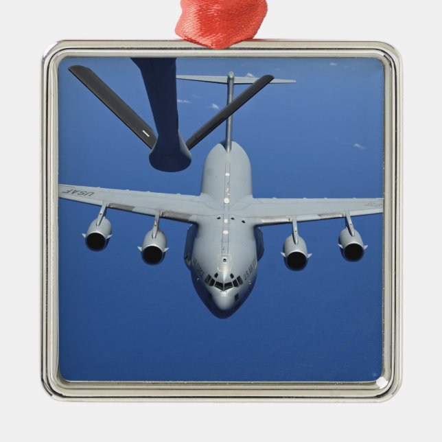 A C-17 Globemaster III approaches the boom Metal Ornament (Front)