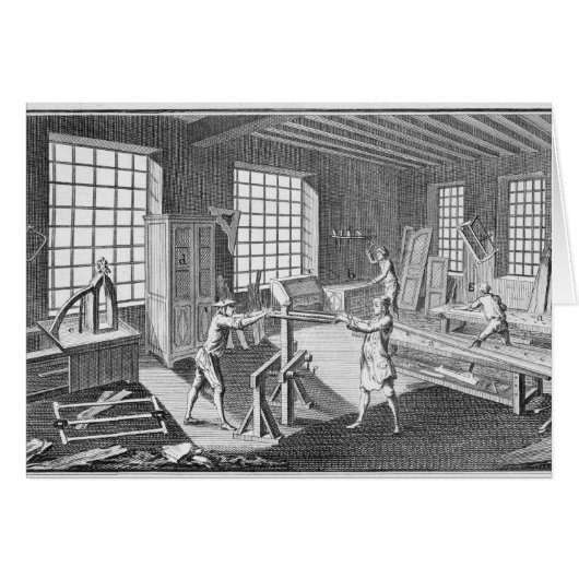 A cabinet maker's workshop, from the 'Encyclopedie Cards (Front Horizontal)