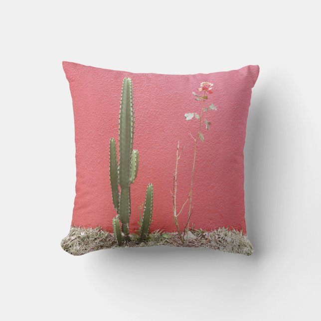 A cactus and a rose throw pillow (Front)