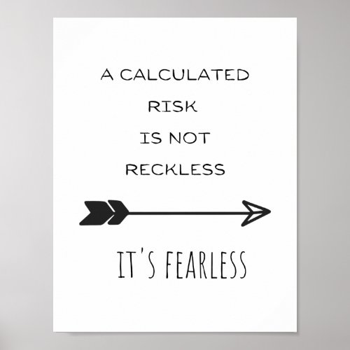 A Calculate Risk is Fearless Calligraphy Modern Poster