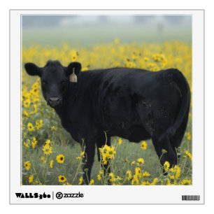 A calf amid the sunflowers of the Nebraska Wall Decal