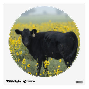A calf amid the sunflowers of the Nebraska Wall Decal