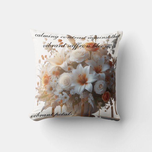 A calming contrast against the vibrant saffron  throw pillow (Front)