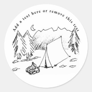 A Camping Scene Sketch Classic Round Sticker