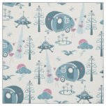 A Campsite Invasion! Muted Blue/Pink Fabric