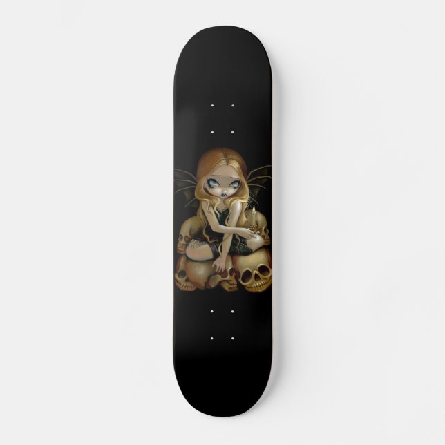 A Candle in the Dark gothic fairy skull Skateboard (Front)