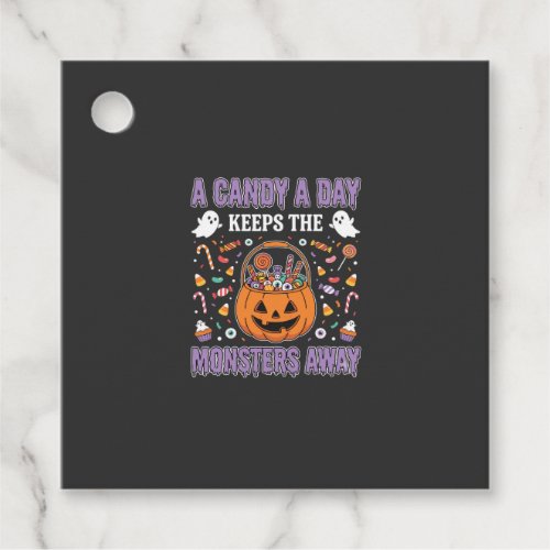 A Candy A Day Halloween T Shirt Design Favor Tags
