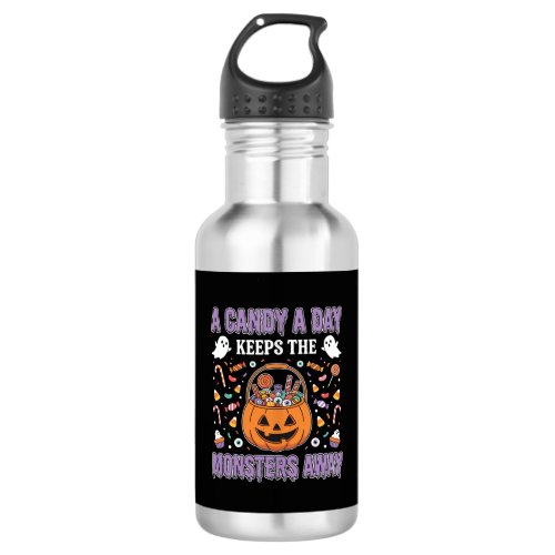 A Candy A Day Halloween T Shirt Design Stainless Steel Water Bottle