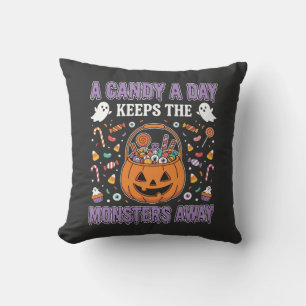 A Candy A Day Halloween T Shirt Design Throw Pillow