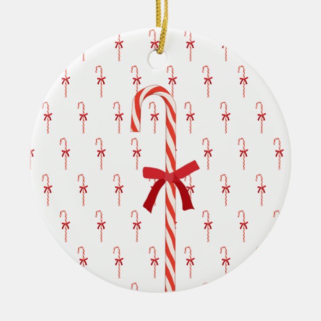 A Candy Cane Ceramic Ornament (Front)