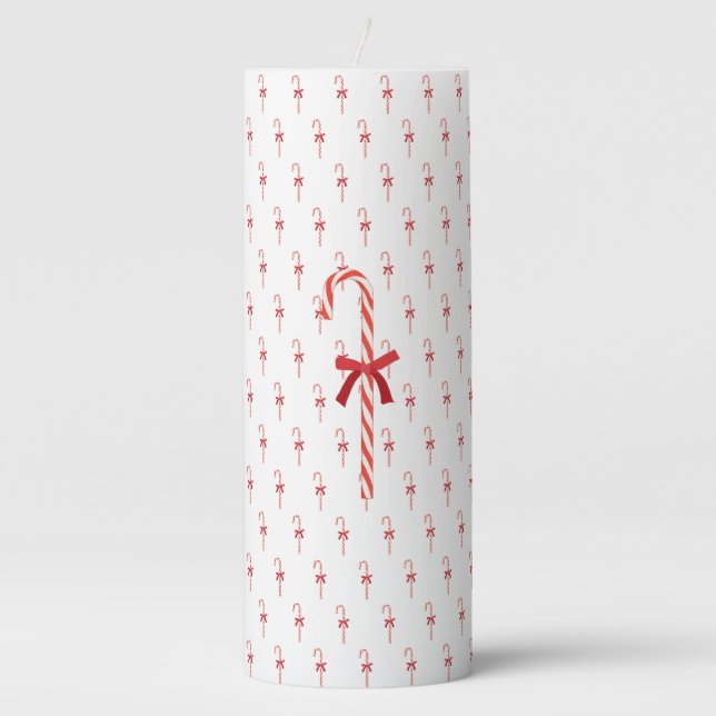 A Candy Cane Pillar Candle (Front)
