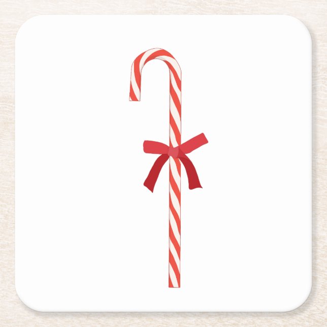 A Candy Cane Square Paper Coaster (Front)