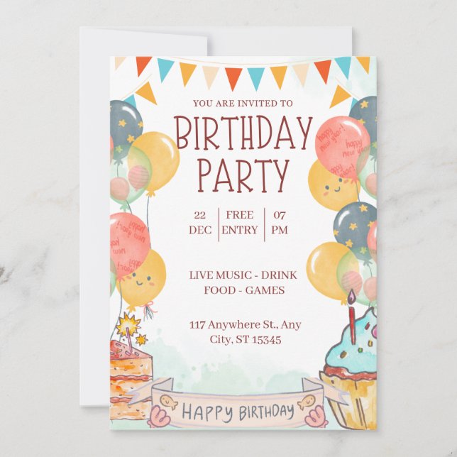 A Candy-Colored Birthday Celebration invitation (Front)