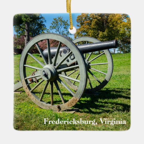 A cannon on the Fredericksburg Battlefield Ceramic Ornament