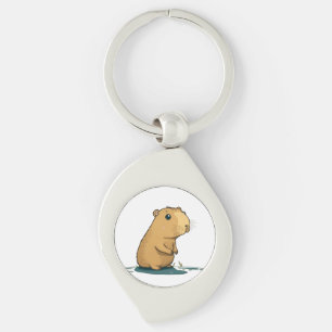 a capybara at the watering hole keychain