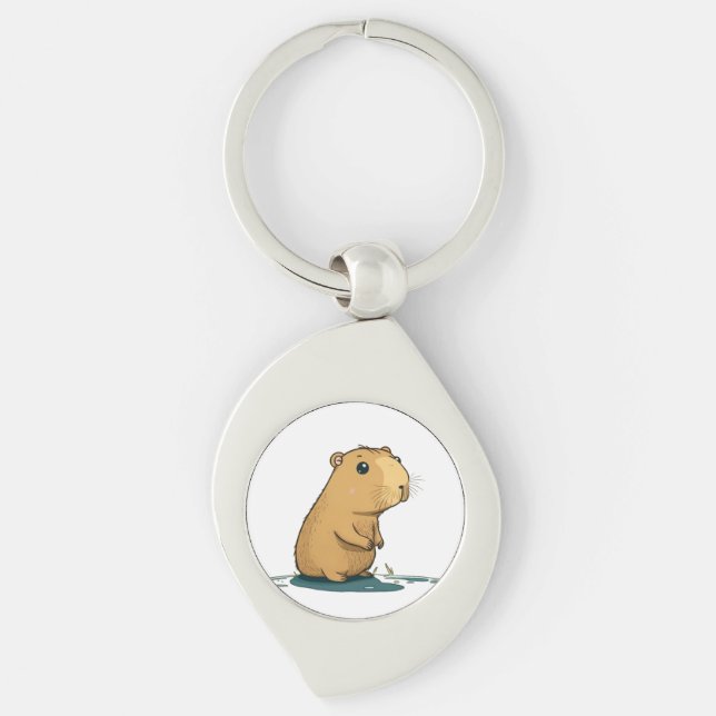 a capybara at the watering hole keychain (Front)