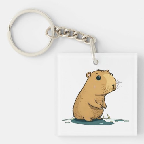 a capybara at the watering hole keychain