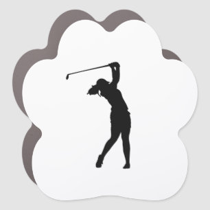 A car magnet in the shape of a golfer's silhouette