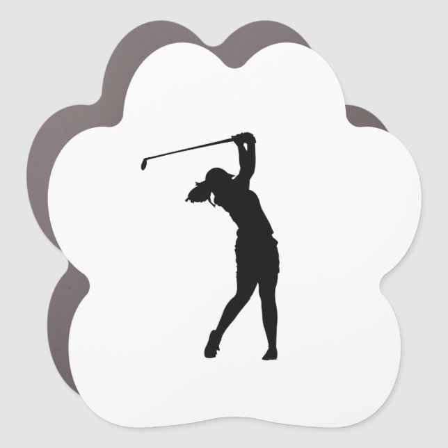 A car magnet in the shape of a golfer's silhouette (Front)