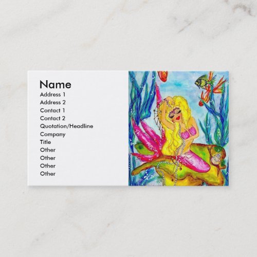 a card PEARLS OF THE SEA MAIN, Name, Address 1,... Business Card