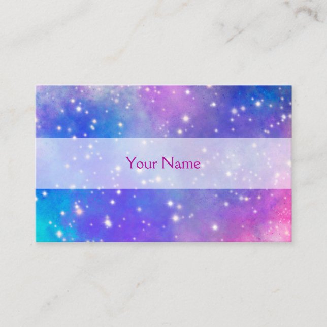 a card using an illustration of the universe with  (Front)