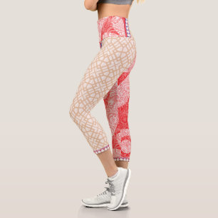a card with a red heart on it capri leggings
