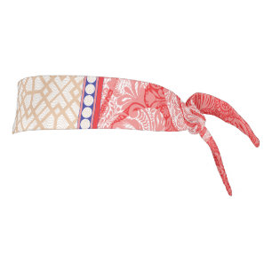 a card with a red heart on it tie headband