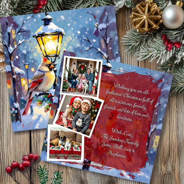 A Cardinal Christmas 3 Photo Template Personalized (Creator Uploaded)