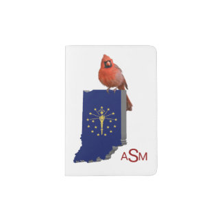 A Cardinal Inside the Shape of Indiana Passport Holder