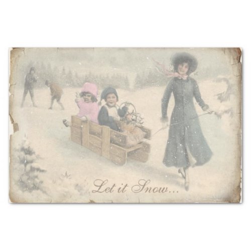 A Carefree Victorian Christmas Sled Ride Tissue Paper
