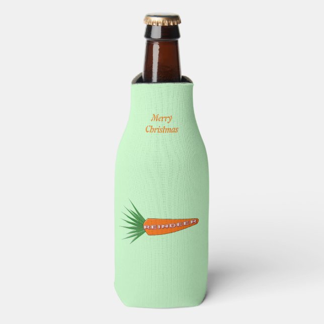 A Carrot for Christmas Reindeer Custom Bottle Cooler (Bottle Front)