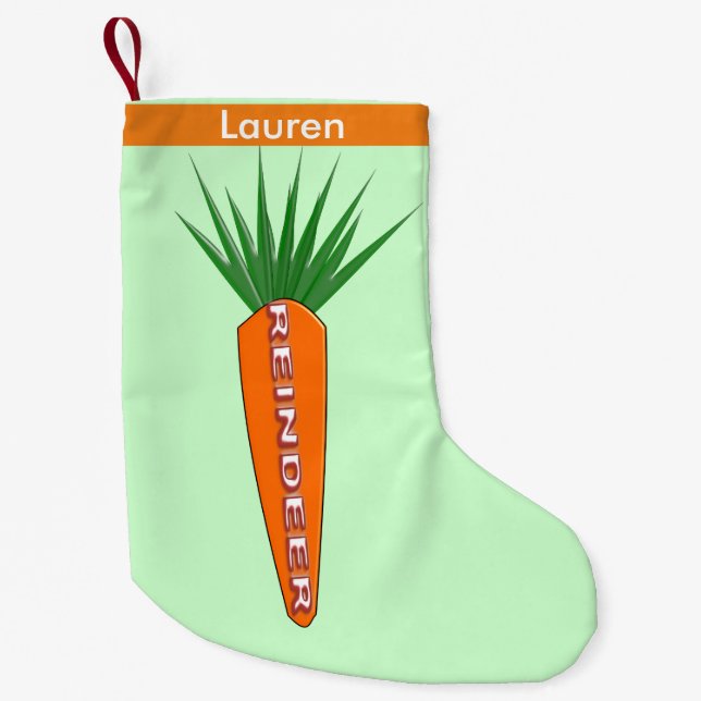 A Carrot for Christmas Reindeer Custom Small Christmas Stocking (Front)
