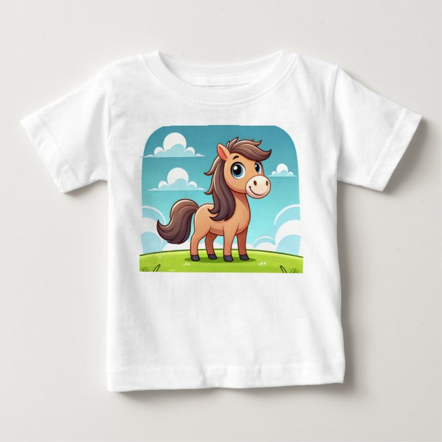 A cartoon baby Hourse design Baby T Shirt.  T-Shirt (Front)