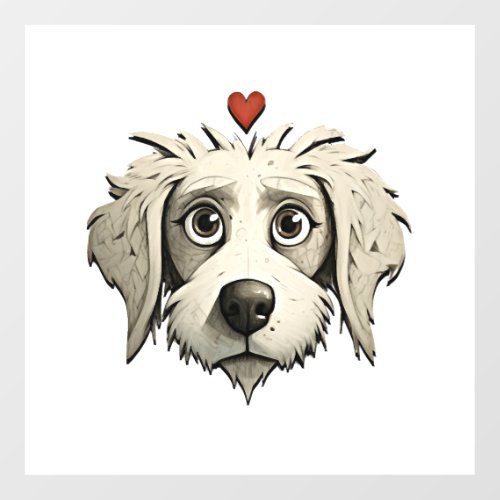 A Cartoon Canine with a Loving Heart Floor Decals