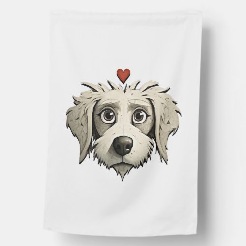 A Cartoon Canine with a Loving Heart House Flag