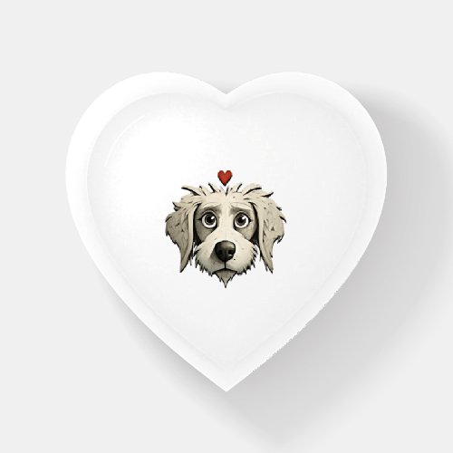 A Cartoon Canine with a Loving Heart Paperweight