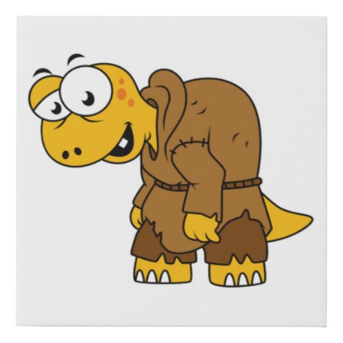 A Cartoon Dinosaur Hunchback Faux Canvas Print