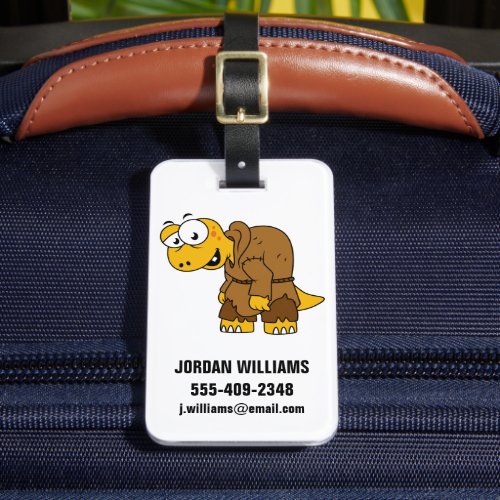 A Cartoon Dinosaur Hunchback Luggage Tag