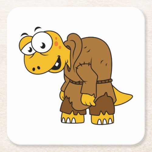 A Cartoon Dinosaur Hunchback Square Paper Coaster