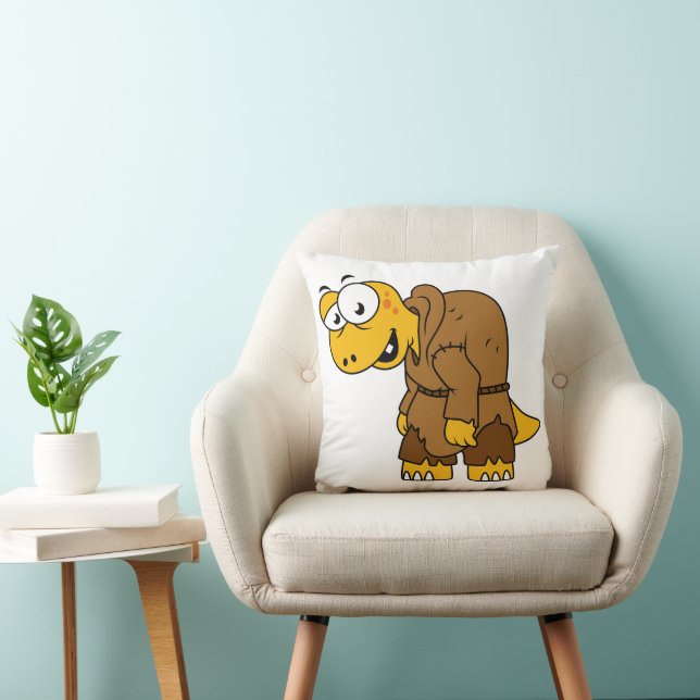 A Cartoon Dinosaur Hunchback. Throw Pillow (Chair)